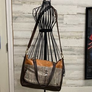 The Sak large hobo two way purse - color block python